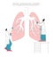 Flat tiny doctors and lungs. Healthcare persons concept.