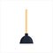 Flat toilet plunger isolated on white background. Household cleaning tool for toilet, bath, kitchen. Housework equipment