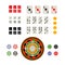 Flat top view set of gambling and casino items