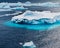 Flat topped glacier with turquoise underwater ice