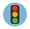 Flat traffic light icon with blue background