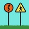 Flat Traffic signs illustration tell arrow curve