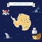 Flat treasure map of Antarctica.