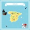 Flat treasure map of Spain.