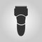 Flat trendy dark icon with electric shaver isolated from gray background. Woman trimmer for shaving. Classic safety