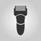 Flat trendy dark icon with electric shaver isolated from gray background. Woman trimmer for shaving. Classic safety