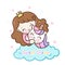 Flat unicorn fairy cartoon Pony Child vector hug princess Kawaii girl sweet dream