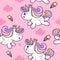 Flat Unicorn Seamless Pattern Pony Child: Series Kawaii cartoon Girly doodles