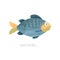 Flat vectir icon of blue mackerel with texture. Predatory fish. Marine animal. Seafood theme