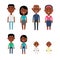 Flat Vector African American Family Members