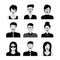 Flat vector black and white people haircut vector avatar icon