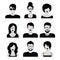 Flat vector black and white people haircut vector avatar icon