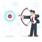 Flat vector businessman aimming target Concept business vector illustration reach your goal