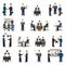 Flat vector businessmen people icons: business office workplace