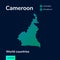 Flat vector Cameroon map in turquoise colors on dark blue background. Stylized map icon of Cameroon.