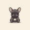 Flat Vector Cartoon Baby French Bulldog Illustration