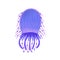 Flat vector cartoon illustration of vibrant jellyfish with tentacles. Violet medusa isolated on white background. Marine