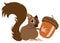 Flat Vector Cartoon Squirrel with acorn