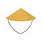Flat vector of classic Asian conical hat made of straw. Traditional Chinese or Vietnamese headdress. Farmer s headwear