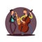 Flat vector classic instrumental duet musicians cartoon characters