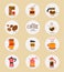 Flat vector coffee stuff icon collection