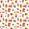 Flat vector coffee stuff pattern seamless