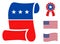 Flat Vector Constitution Roll Paper Icon in American Democratic Colors with Stars