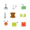 Flat vector creative tailor shop web app icon: knitting needles