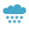 Flat vector curly cloud and cold winter snowflakes