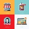 Flat vector design with e-commerce and online shopping icons