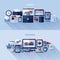 Flat vector design elements of finance and e-business