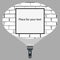 Flat vector design of hand flashlight and projection round light beam on frame or sign for ads hanging on brick wall.