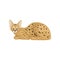 Flat vector design of sleeping African serval. Brown wild cat with large ears and black spots on body. Predatory animal