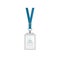 Flat vector design of vertical plastic holder with ID card Template of identification badge with blue neck strap