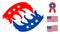 Flat Vector Dog Eats Itself Icon in American Democratic Colors with Stars