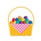 Flat vector eggs in wicker basket