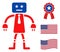 Flat Vector Electric Robot Icon in American Democratic Colors with Stars