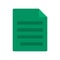 Flat, vector green document icon