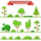Flat vector green flora collection: plant, tree, bush, grass