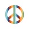 Flat vector hippy boho illustration. Hand drawn retro groovy pacific, peace symbol
