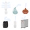 Flat vector home air humidifier, air cleaner, vaporizer. Set of nice vector trending humidifiers.