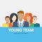 Flat vector human relations HR concept: young team staff