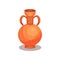 Flat vector icon of ancient amphora with two handles and narrow neck. Tall ceramic jug for wine. Old Greek or Roman vase