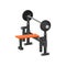 Flat vector icon of bench press machine. Gym equipment for bodybuilding and weightlifting exercises. Sport and healthy