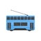 Flat vector icon of blue Hong Kong tramway. Public Chinese transport. Urban tram-train. Modern rail vehicle