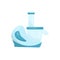 Flat vector icon of blue juicer. Kitchen appliance for extracting juice from fruit and vegetables. Modern technology