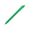 Flat vector icon of bright green ballpoint pen with fine tip and cap. Instrument for writing and drawing. Office tool