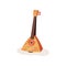 Flat vector icon of brown balalaika. Russian stringed musical instrument with triangular wooden body and three strings