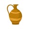 Flat vector icon of brown ceramic jug with one handle. Large vessel for liquids. Pottery pitcher for wine. Home decor