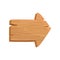 Flat vector icon of brown wooden board in shape of arrow. Direction sign with cracks and natural texture